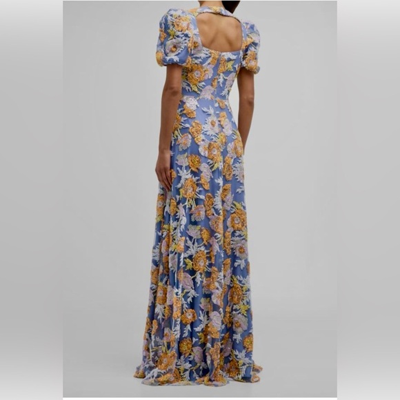 UniqueJovani puff sleeve floral sequin gown. Mother of bride / groom